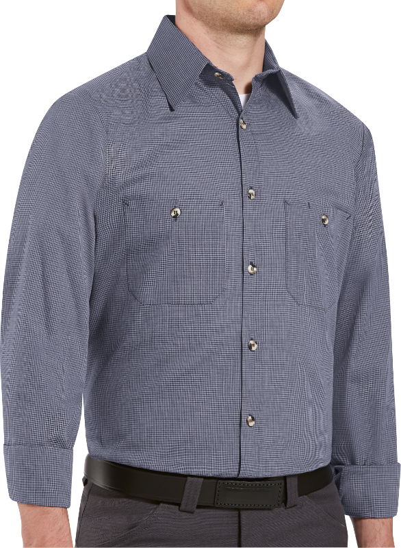 Blue Grey Long Sleeve Micro Check