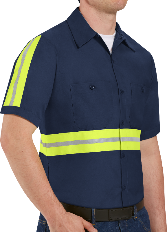 Enhanced Vis Navy Short Sleeve Work Shirt