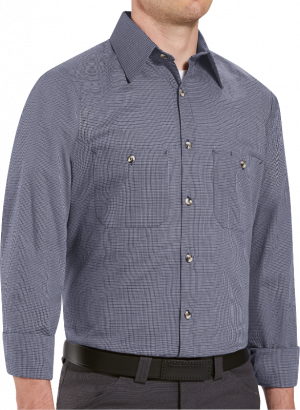 Blue Grey Long Sleeve Micro Check